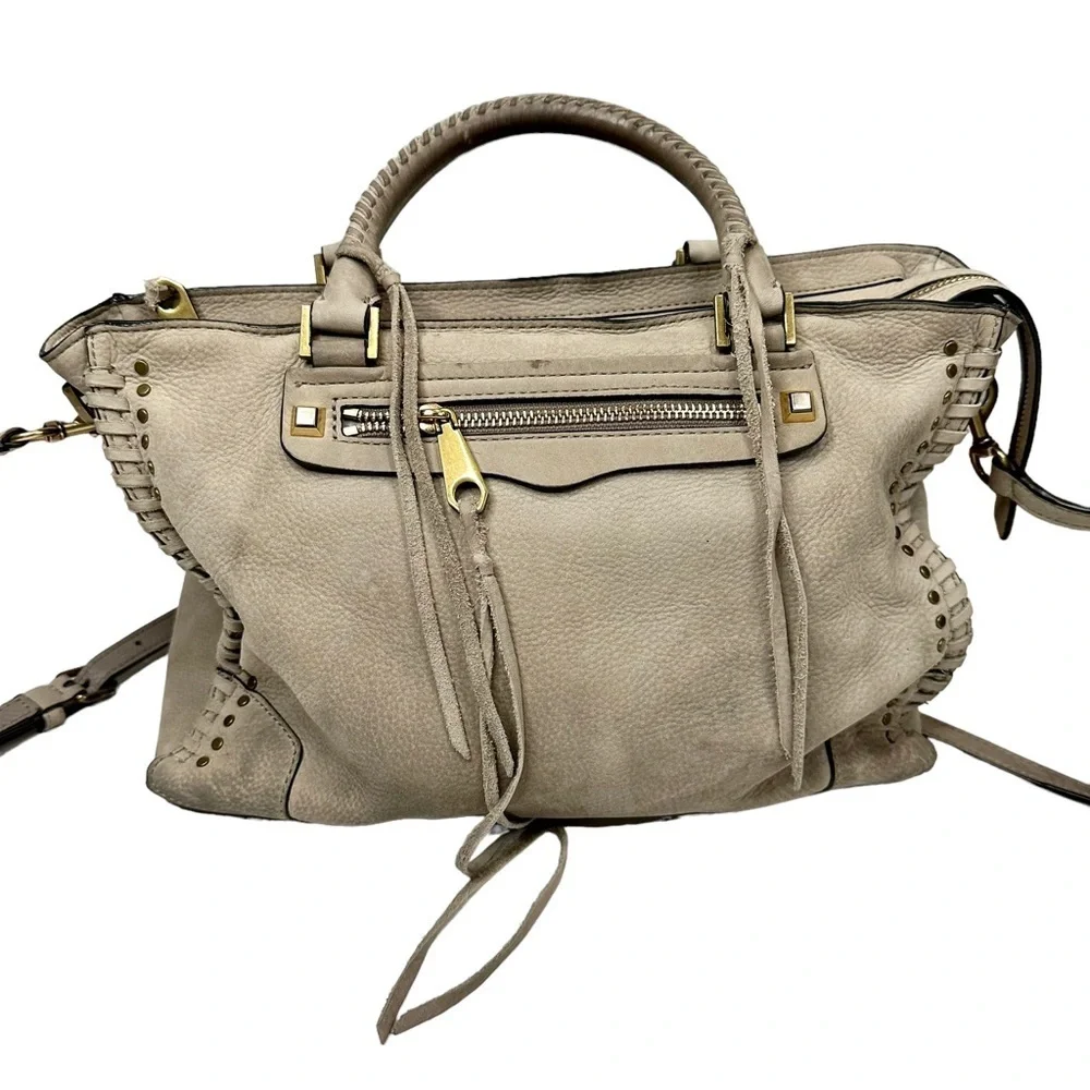 REBECCA MINKOFF Regan Suede Leather Satchel Tote Bag‎